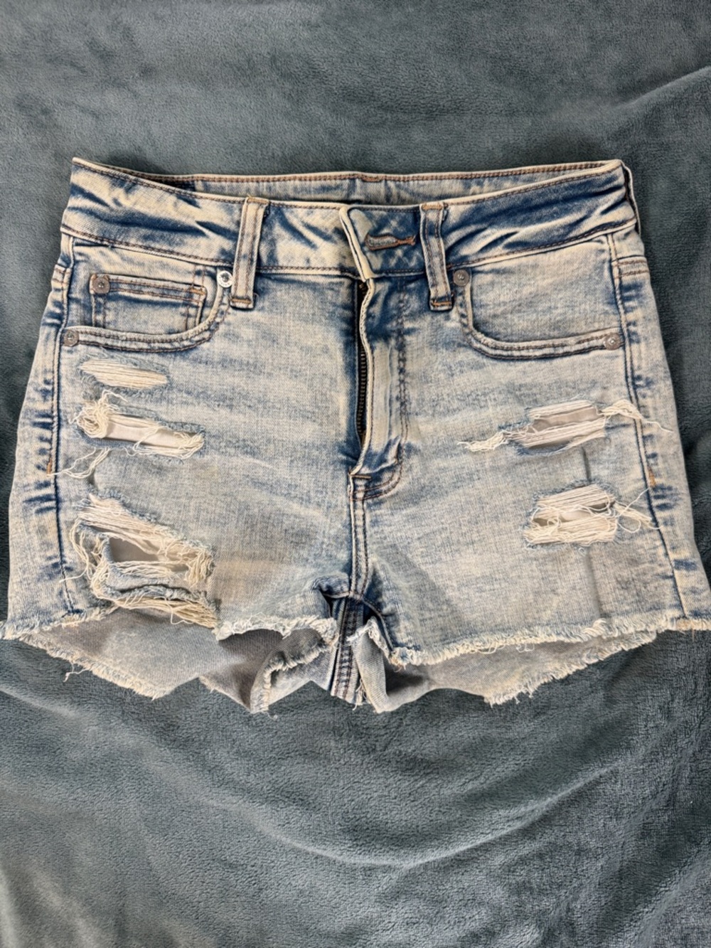 American Eagle Outfitters Light Blue Distressed Denim Jean Shorts